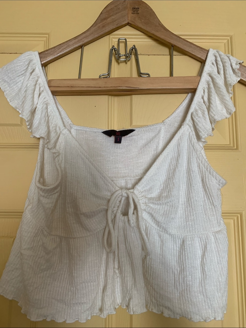 Coastal Cowgirl Boho Beach Festival Flutter Ruffle Summer Concert Crop Top White